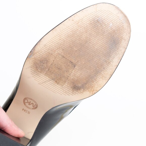 Michael Kors Buchanan Burgundy Patent Block Heel Loafers Preppy - Picture 14 of 16